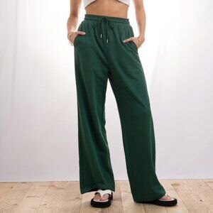 NWT Hey Babe Green Lounge Pants & Black Cropped Top Set Small